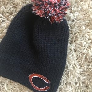 Womens Sequins Chicago Bears Winter Hat with Ball